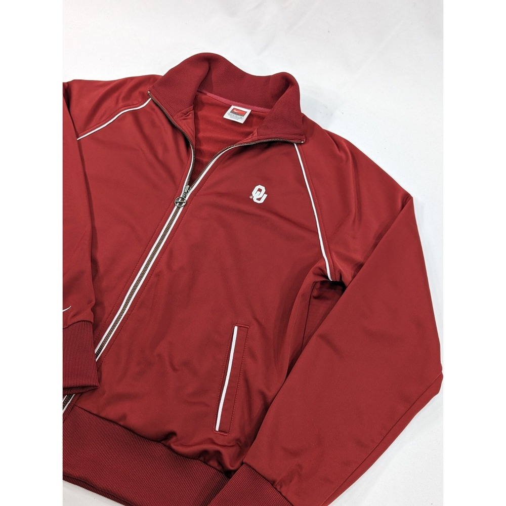 Vintage Nike Team Oklahoma Sooners Red Zip Up Warm Up Practice Jacket Youth XL